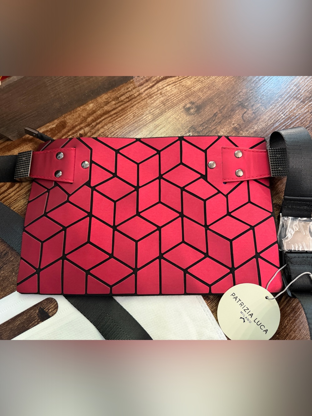 Red Geometric Crossbody Bag